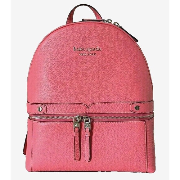 New Kate Spade Day Pack Medium Backpack Pebble Leather Peach Melba - Picture 1 of 6